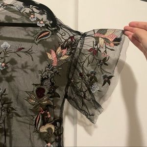 Zara sheer embroidered top
